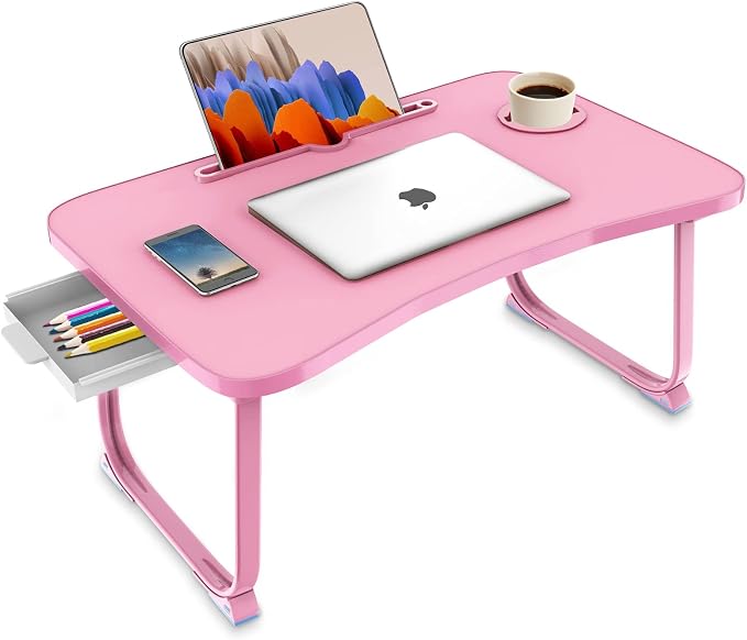 Fayquaze Lap Laptop Desk, Portable Foldable Laptop Bed Table with Storage Drawer and Cup Holder, Lap Desk Lap Bed Stand Tray Table Serving Tray for Eating, Reading and Working - Image 8