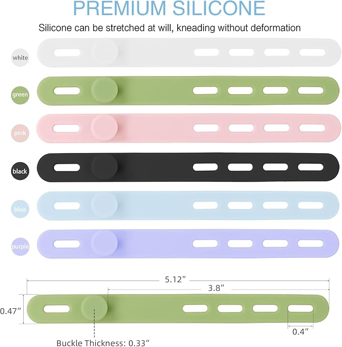 Donruby 30Pcs Silicone Cable Ties, Reusable Cord Organizer Straps, 6 Colors - Image 2
