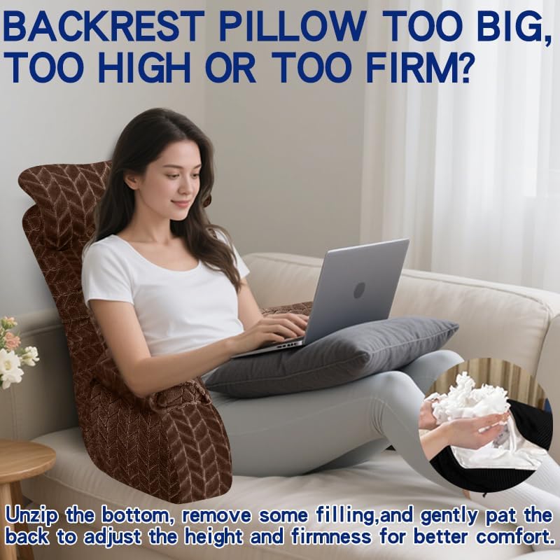 YDCEULARDOH Reading Pillow for Bed Adult – Large Bed Pillow with Arms, Supportive Back Pillow for Sitting Up in Bed for Reading, Watching TV, or Gaming - Image 5