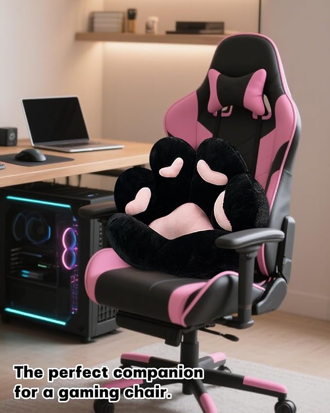 MOONBEEKI Cat Paw Cushion Chair Comfy Kawaii Plush Seat Cushions | Chair Cushion Pillow for Gamer 28"x 24" Cozy Floor Cute Girl Worker Gift, Dining Room Bedroom Decorate, Black - Image 2