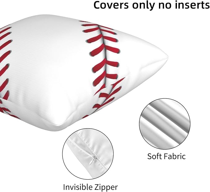 Baseball Throw Pillow Covers Set of 2, Soft 18x18 Inch Pillow Cases, Baseball Gifts for Boys & Baseball Lovers, Sports Decor for Living Room Bedroom Game Room (Basaball) - Image 5