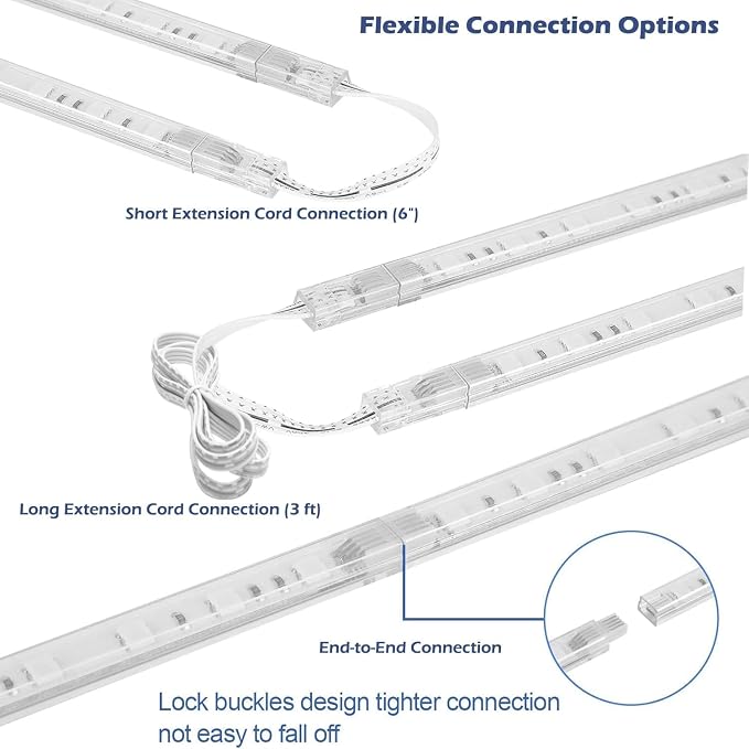 Cefrank Color Cabinet Lighting, 4pcs 12" Linkable RGB LED Light Bar Kit for Display Cabinet, Smart App & Remote Control, Music Sync, Scene Modes, Multi-Colors - Image 5