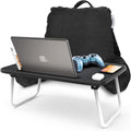 Nestl Reading Pillow with Portable Laptop Lap Desk - Shredded Memory Foam Back Support Pillow for Sitting Up in Bed and Couch Rest Pillows with Arms, Bed Tray Table with Foldable Legs, Black by Nestl