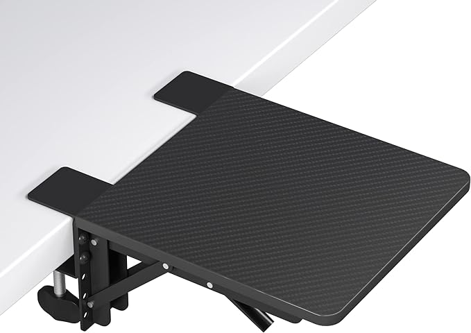 BONTEC Ergonomic Desk Extender Tray, 9.5"x9.1" Wrist Rest Shelf | 90°Foldable Elbow Support, Table Mount Arm, Clamp on Computer Arm Rest for Desk, Office & Home Use,Durable Easy to Install by BONTEC