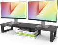 WESTREE Dual Monitor Stand Riser, Wood and Steel Monitor Stand Riser, Computer Monitor Stand for 2 Monitors, Multi-Purpose Desktop Storage Stand for Computer,Laptop,Printer,TV by WESTREE