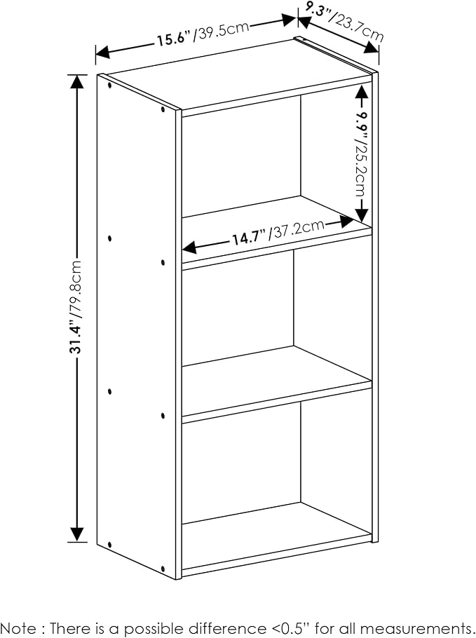 Furinno LUDER 3-Tier Book Shelf, Open Shelves Bookshelf, Light Blue/White - Image 3