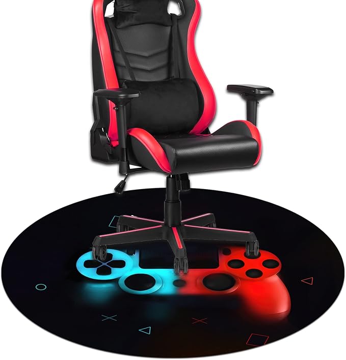 Generic Gaming Chair Mat for Hardwood Floor, Non-Slip Round Office Chair Mat, 47" x 1", Red by Unknown