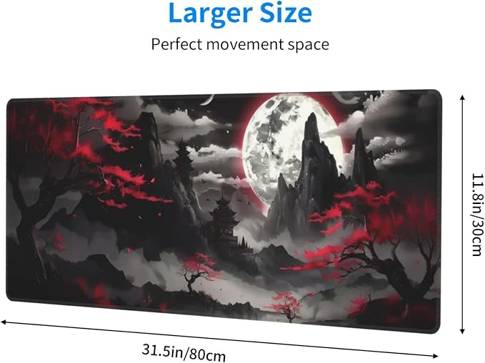 Extended Gaming Mouse Pad, Large Desk Mat XL Anime Mouse Pad Waterproof with Stitched Edges, Non-Slip Desktop Pad for Home and Office, Level Up Your 31.5x11.8 Inch (Night canyon2) - Image 2