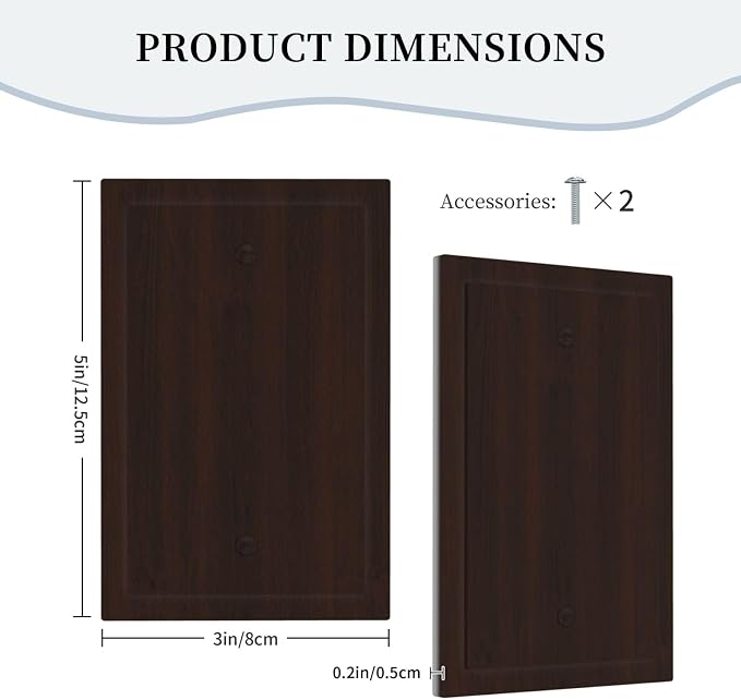 Decorative Light Switch Cover Plate Rustic Vintage Dark Brown Wood Grain 1 Gang No Device Single Blank Outlet Covers Wall Plate Switchplate Covers Dimmer Faceplate for Farmhouse Decor - Image 5