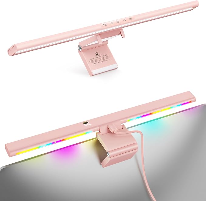 Syrinx Monitor Light Bar for Home Office & Gaming, Eye-Caring Computer Monitor Lamp, No Glare Screen Light, CRI95+, Stepless Brightness & Color Temp Adjustment, USB Powered, for Flat & Curved Monitors by Syrinx