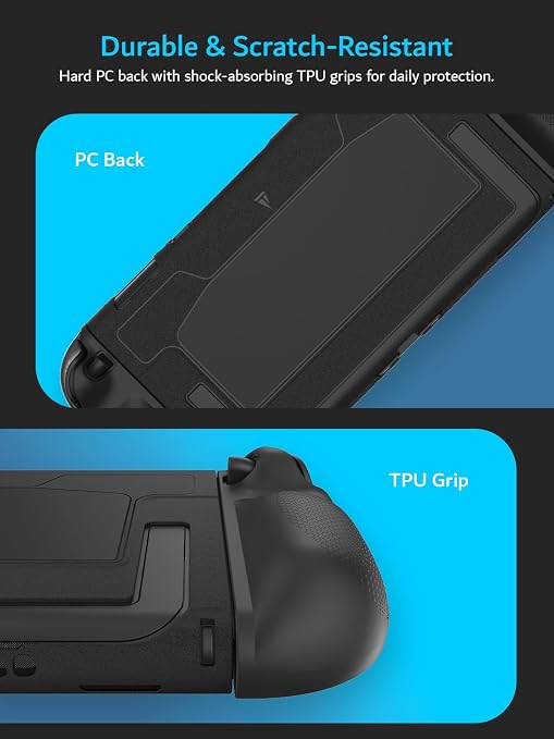 TUDIA Snap-On Case Compatible with Nintendo Switch 2 (2025) - [Kickstand Access] Dockable Slim Scratch-Resistant Console PC Cover with Enhanced Shockproof TPU Handheld Grip (Black, Black Back Cover) - Image 3