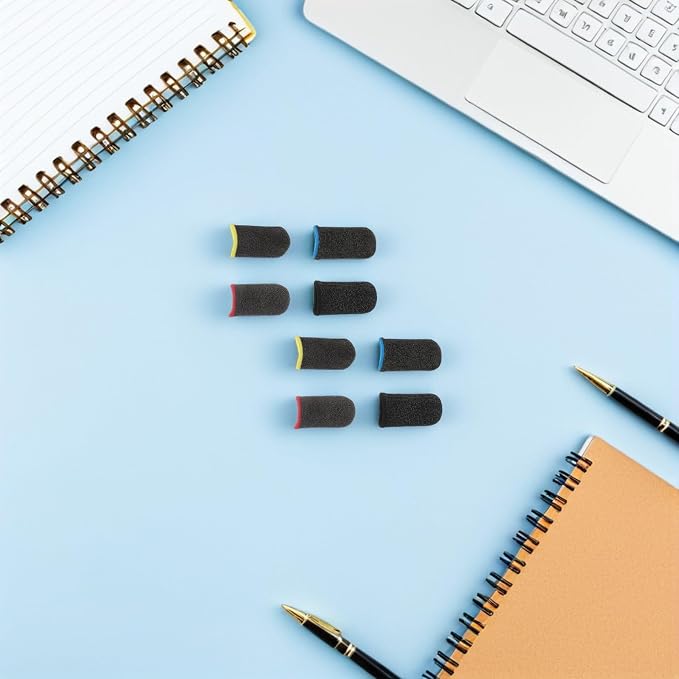 OSALADI 40 Pairs Carbon Fiber Gaming Finger Sleeves Set with Anti-Sweat Breathable Thumb Covers for Mobile Game Players – Black, Red, Blue, Yellow Edges – Precision Touchscreen Gloves - Image 4