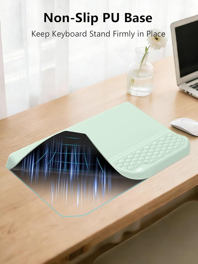 2-in-1 Ergonomic Keyboard Stand with Wrist Rest, Light Green - Image 5