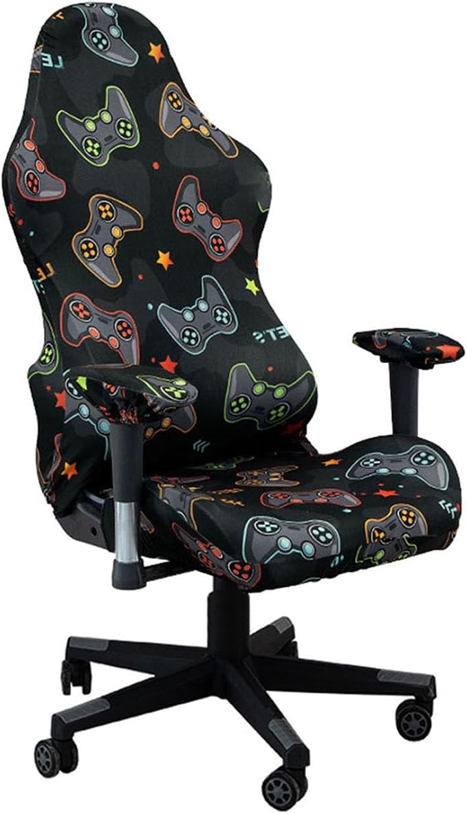 Gaming Chair Covers, 3D Printing Stretch Fit Scratch Resistant | Easy to install, Soft Breathable, Cat Scratch Proof, Washable Gaming Chair Seat Cover with Armrest Cover (No Chairs)(A) by Unknown
