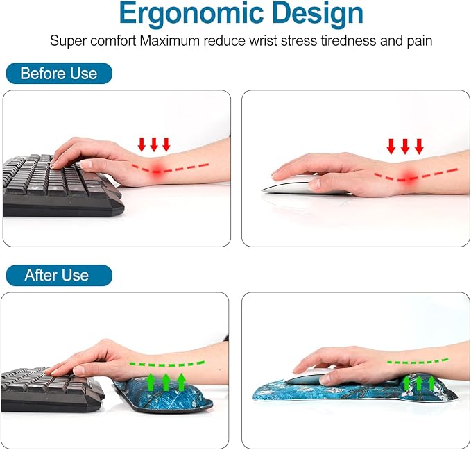 ToLuLu Keyboard Wrist Rest Pad Ergonomic Mouse Pad Set, Gel Mousepad for PC - Image 3