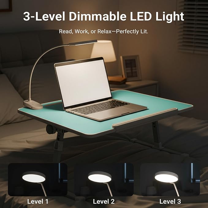 iXTRA Adjustable Laptop Lap Desk with Cooling Fan USB Light for Adults - Image 5