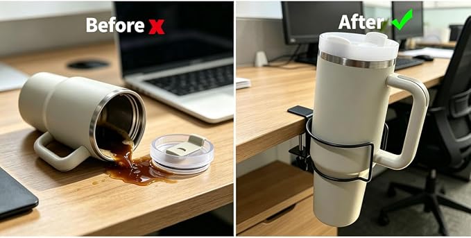 Desk Cup Holder,Mug Hooks Compatible with Most Cups & Bottles - Image 4