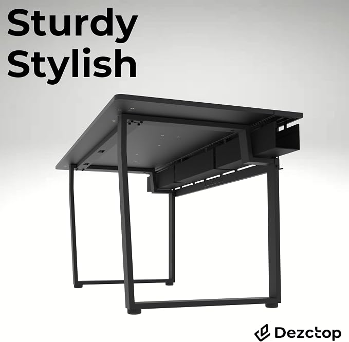 Dezctop Bifrost 160 63W x 28D Gaming PC Computer Desk with Shelves, Large Workstation for Gamers or Home Office with Pegboard, Built-in Cable Management, Stainless Steel Frame (Black) - Image 8