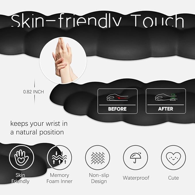 4 in 1 Ergonomic Leather Cloud Wrist Rest Keyboard and Mouse Pad & Coaster | Full 4-Piece Set, Non-Slip PU Base, Soft Memory Foam Comfort For Long Work/Gaming Hours, Cute Desk Decor, Easy To Clean - Image 7