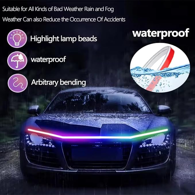 RGB Car LED Hood Light Strip for Cars, SUVs, Trucks, 70 Inches - Image 7