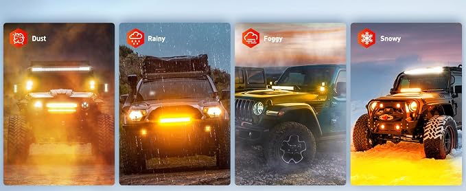 Nilight - 18033C-A 12 Inch 240W Amber Lights Triple Row Spot & Flood Combo 30000LM Bar Driving Boat Led Off Road Lights for Trucks, 2 Years Warranty - Image 2