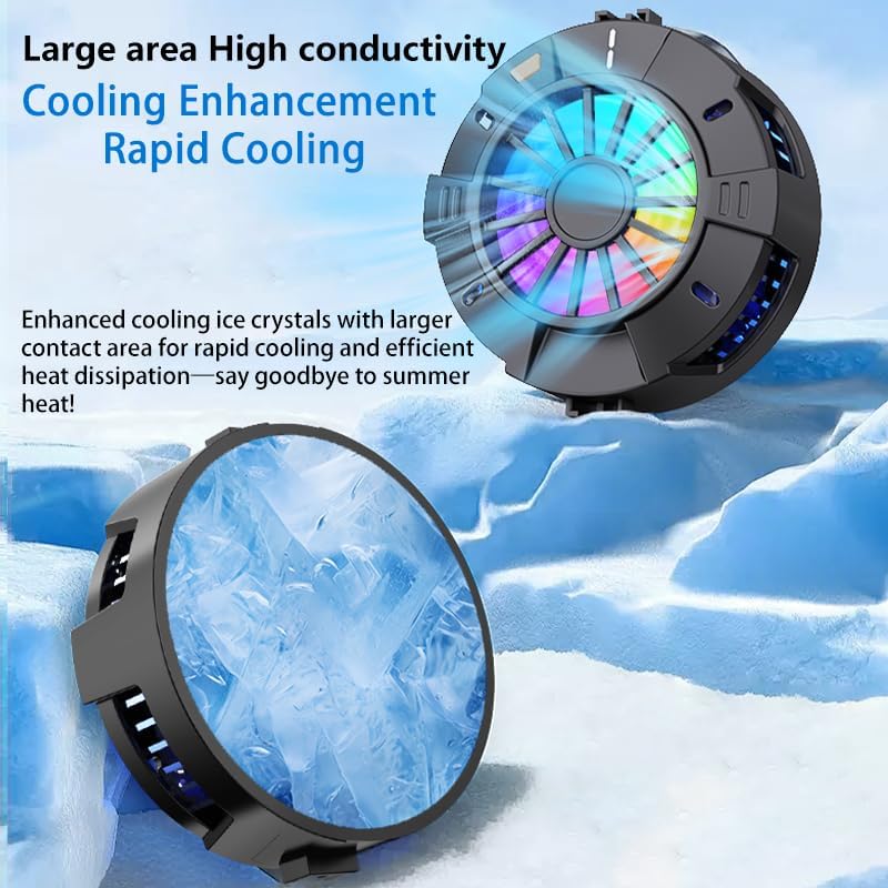 Magnetic Phone Cooler, RGB Portable Lightweight Cooling Fan with Large Cooling Area, Digital Display Phone Radiator for iPhone/Android/Tablet/iPad - Image 4