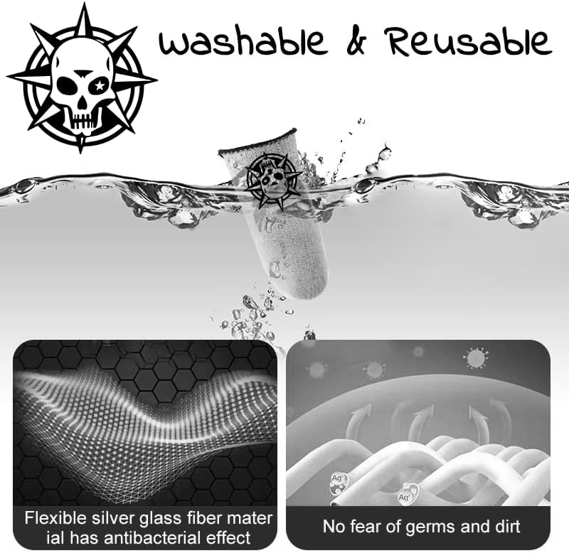 Gaming Finger Sleeve, 28-Needle Knitting, Silver Glass Fiber Material, Washable and Breathable with Metal Storage Box (White) - Image 2