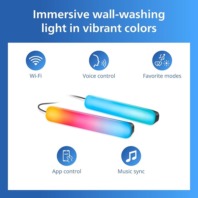 Philips Smart Lighting Gradient Light Bars, RGBIC LED, Multicolor Effects, Sync with TV and Music, Immersive Light, Easy Setup, Connected by WiZ, Compatible with Alexa, Google Home, Apple Home - Image 2