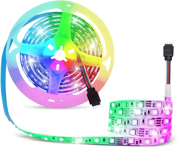 12V Flexible SMD 5050 RGB LED Strip Lights, LED Tape, Multi-Colors, 300 LEDs, Non-Waterproof, Light Strips, Color Changing, Pack of 16.4ft/5m Strips by econoLED