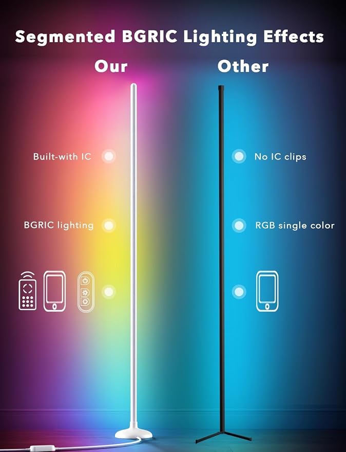 DAYBETTER 2 Pack Smart Floor Lamp, RGB+IC Corner Lamp with APP and Remote, 130LM Ambient Lighting Floor Lamps for Bedroom, 16 Million Colors, Music Sync, LED Floor Lamp for Living Room - Image 2