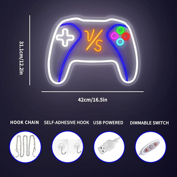 VS Gamepad Neon Sign - Dimmable USB Powered LED Light - Image 3