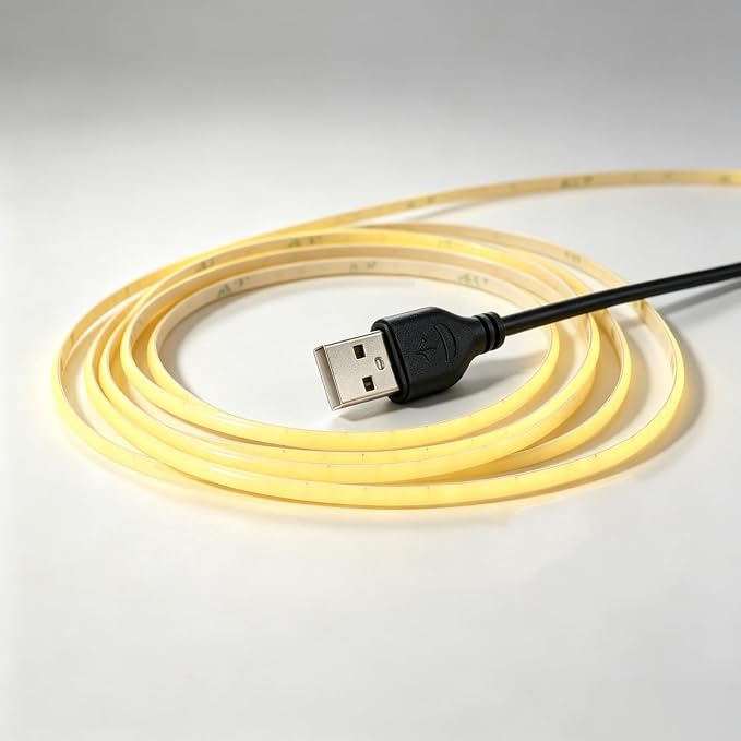 3mm Ultra-Narrow 5V USB COB LED Strip Self-Adhesive for Cabinet Gap Gaming Desk Decor(6000k Cool White, 5ft) - Image 6