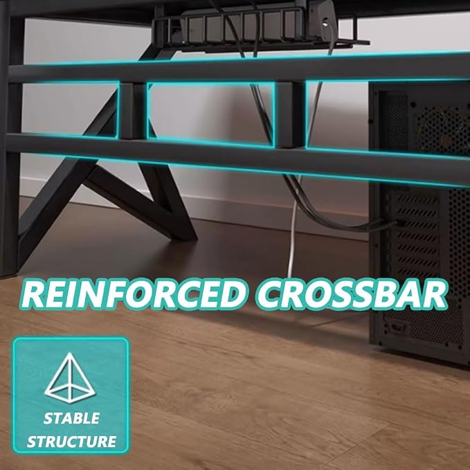 Multi-Functional Gaming Desk with Built-in Monitor Stand, Pegboard Hutch, RGB Lighting, Cable Management, Wireless Charger & Power Outlet, Designed for Gaming Setup Home Office Desk Desk A 100cm - Image 5