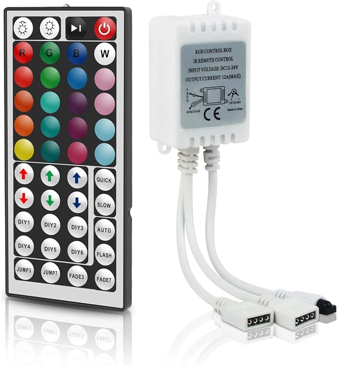 44 Key RGB LED Strip Light Remote Controller, Low Voltage LED IR Remote by Taoellen