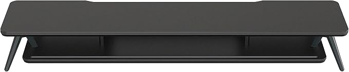 Fenge Dual Monitor Stand Riser, Wooden Desk Shelf with 2-Tier Storage | 42.5-Inch Wide, Sturdy Aluminum Legs, Built-In Phone & Tablet Slot, Desktop Organizer for Office Accessories - Image 6