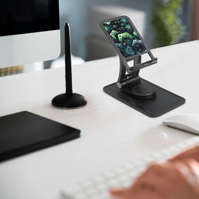 Gamepad Circuit Version Square Base Swivel Phone Stand 3"*6"- Lightweight, Foldable, and Durable with Two Adjustable Hinges - Image 5