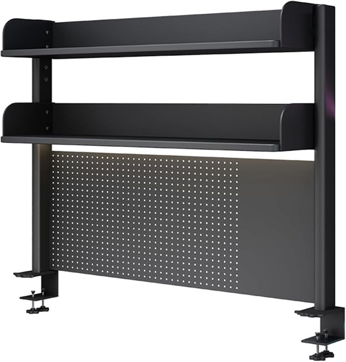 Clamp On Desk Organizer Shelf, Desk Extender Pegboard Workstation,Computer Desk Accessories for Office, Privacy Panel for Gaming Desk,Clamp-on 23.6/31.5/39.3in Desktop Shelving System, Black (Size : by Unknown