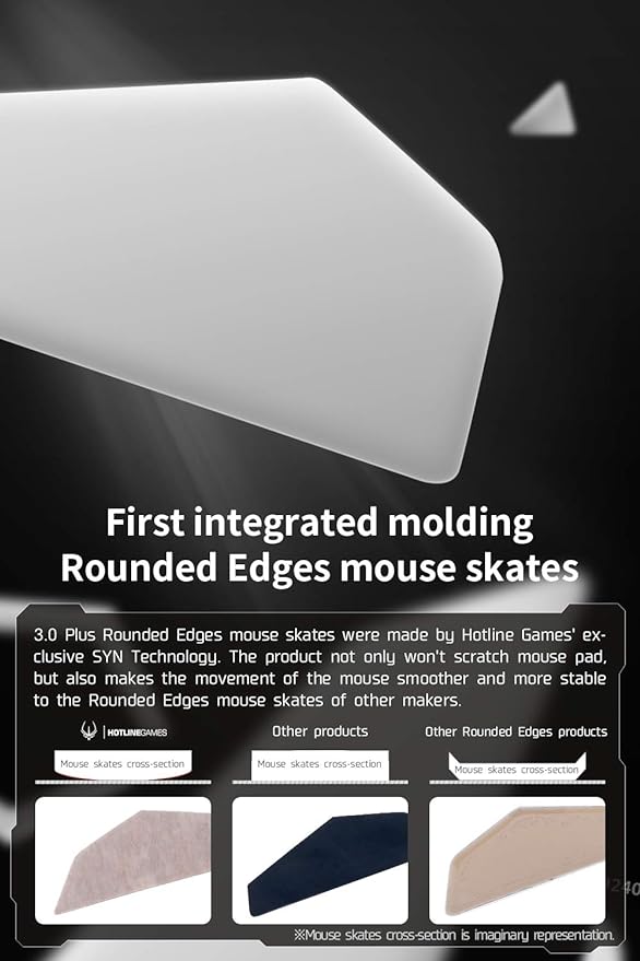 HOTLINEGAMES 2Sets 3.0 Plus Rounded Curved Edges Mouse Feet Skates Compatible with Logitech G PRO X Superlight 2C Wireless Gaming Mouse feet Replacement (0.8mm, Smooth, PTFE) Pro Performance - Image 2