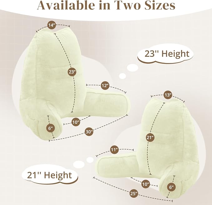 Sasttie Reading Pillow for Bed, Back Pillow for Sitting Up, Cream - Image 2