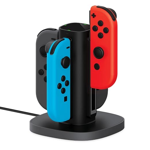 TalkWorks Joy-Con Charger Dock For Nintendo Switch Gaming Controllers - 4-Remote Docking Charging Station,USB Compatible w/ Switch OLED (Black) by TALKWORKS%C2%AE