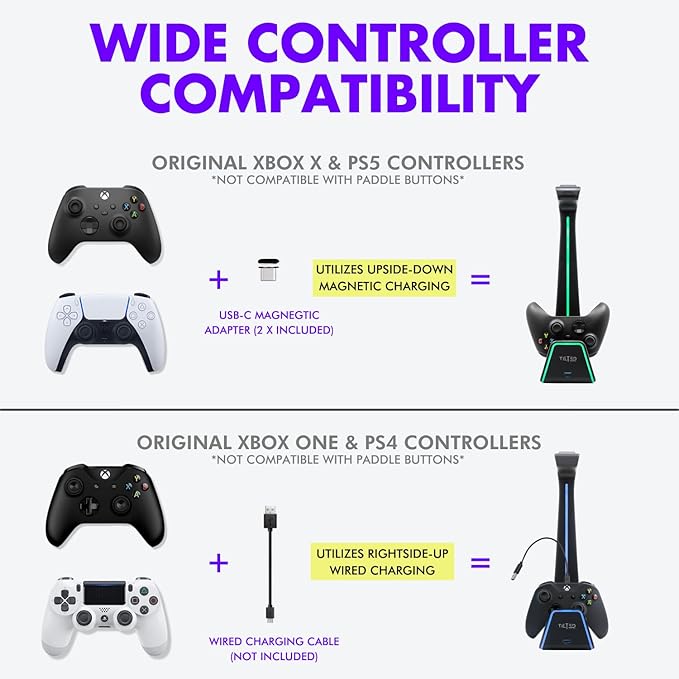 Tilted Nation Gaming Headset and Controller Stand | Premium PS5 Accessories (Clean Space with Charging Station) Headphone and Controller Holder for Desk, PlayStation 5, Xbox Game, - Image 5