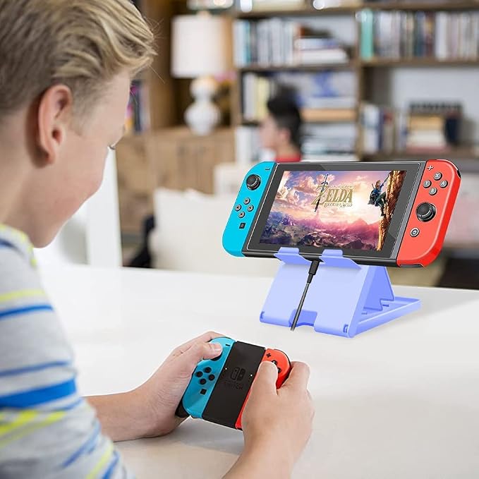 Stand Compatible with Nintendo Switch, Adjustable Switch Playstand, Foldable Phone Stand for Desk, Compact & Portable Switch Holder Accessories (Purple) - Image 6