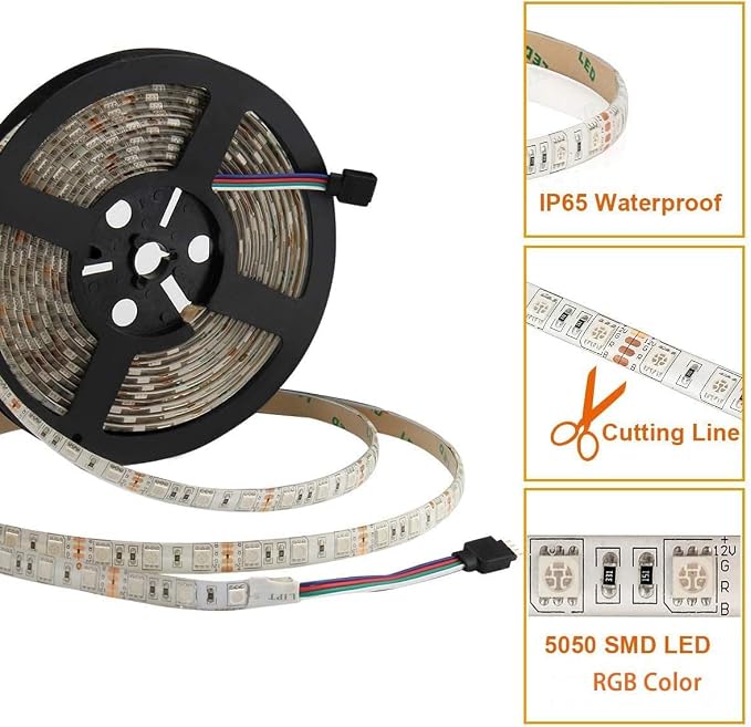 SUPERNIGHT LED Strip Lights Waterproof, RGB Color Changing 16.4ft 300LEDs - Image 4