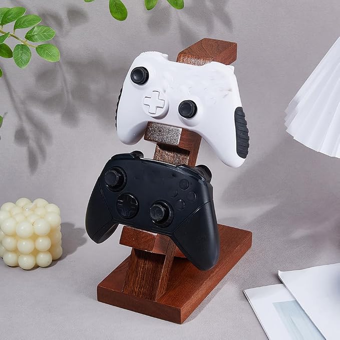 DICOSMETIC 1 Set Universal Controller Holder Wood Game Headset Stand Brown Gaming Controller Storage Rack with 17.8x10.2x24cm (7x4x9.45in) Size for Women Men Husband - Image 4