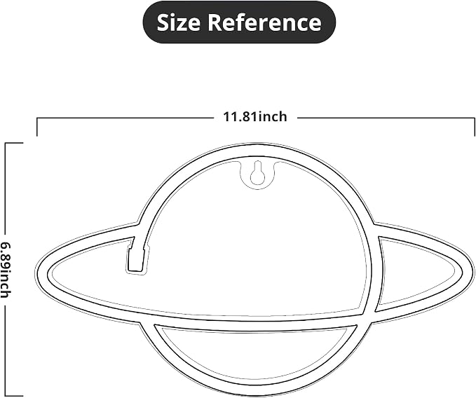 Lumoonosity Planet Neon Sign - USB Powered Saturn LED Light with On/Off Switch, Planet Led Sign for Wall Decor - Aesthetic Hanging Saturn Neon Light for Bedroom, Gaming Room - Image 6
