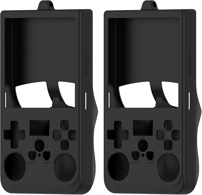 2-Pack Compatible with R36 Max Handheld Game Console Case, Slim Soft Silicone Full Protective Case Cover for R36 Max Accessories (Black+Black) by FoundEast