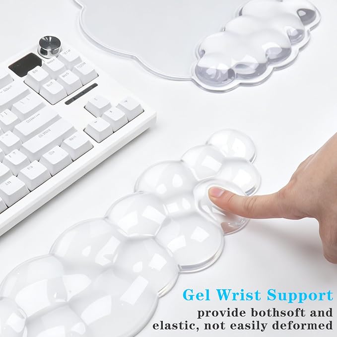 Gel Cloud Wrist Rest for Keyboard and Mouse Pad Set - Clear White - Image 5