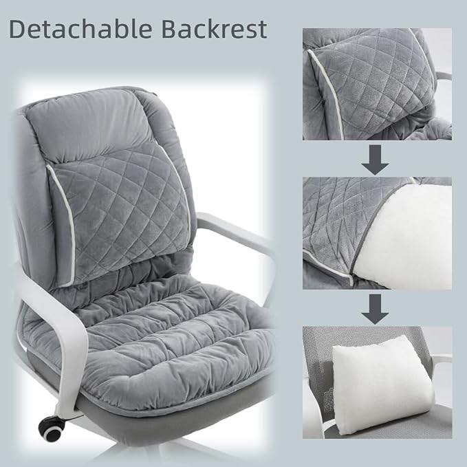 Office Chair Cushion Soft Seat Pad with Backrest Upgraded Lumbar Support Desk Chair Cushions for Dorm, Desk, Rocking Chairs，Patio - Image 4
