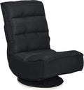 Giantex 360 Degree Swivel Floor Chair, Folding Floor Gaming Chair with 6 Positions Adjustable, Lazy Sofa Lounge Chair w/Tufted Back Support, Video Gaming Chair for Reading TV Watching (Black) by Giantex