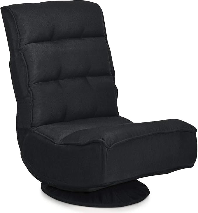 Giantex 360 Degree Swivel Floor Chair, Folding Floor Gaming Chair with 6 Positions Adjustable, Lazy Sofa Lounge Chair w/Tufted Back Support, Video Gaming Chair for Reading TV Watching (Black) by Giantex